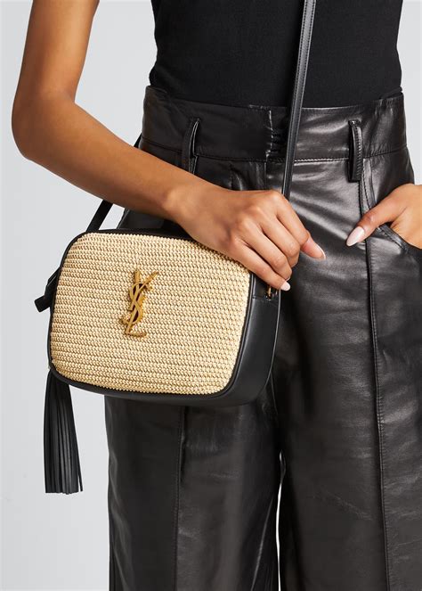 Saint Laurent Lou Medium YSL Monogram Raffia Camera Bag